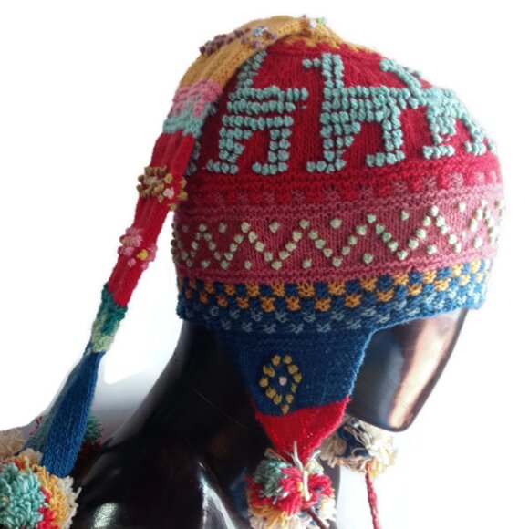 Chullo Hat Unisex Warm Wool Llama Design Winter Cusco